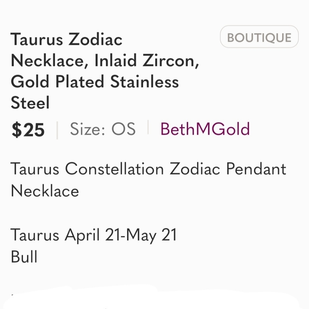 April/May Zodiac Taurus Necklace Inlaid Zircon Gold Plated Stainless Steel - Picture 4 of 16